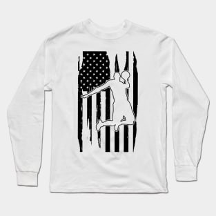Basketball Player in American Flag Long Sleeve T-Shirt